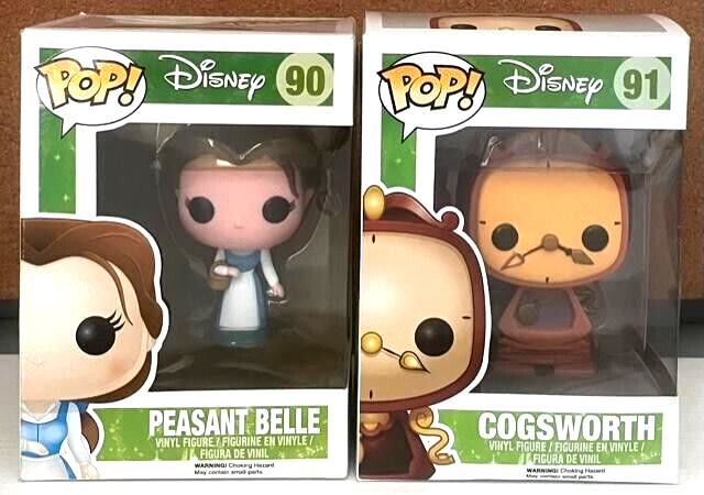 POP! Disney PEASANT BELLE 90 & COGSWORTH 91 Figure Funko New | eBay