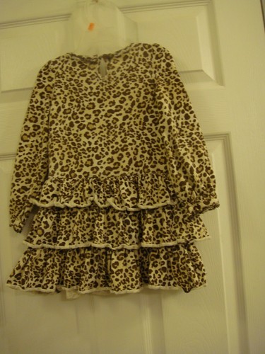 Girl's Wonderkids Brown Animal Print Long Sleeve Ruffled Dress Size 4T - Picture 5 of 5