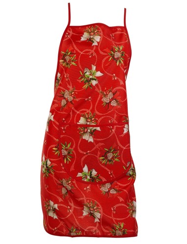 Christmas Apron Festive Floral Piny Holly & Bow Xmas Dinner Cooking Kitchen - 第 1/3 張圖片