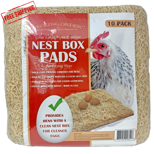 Pecking Order Nest Box Pads 10 Pack, Made with Great Lakes Aspen Excelsior Wood✅ - Picture 9 of 12