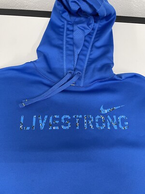 Nike Livestrong Hoodie Mens M  Blue Therma-Fit Hooded Lance Armstrong
