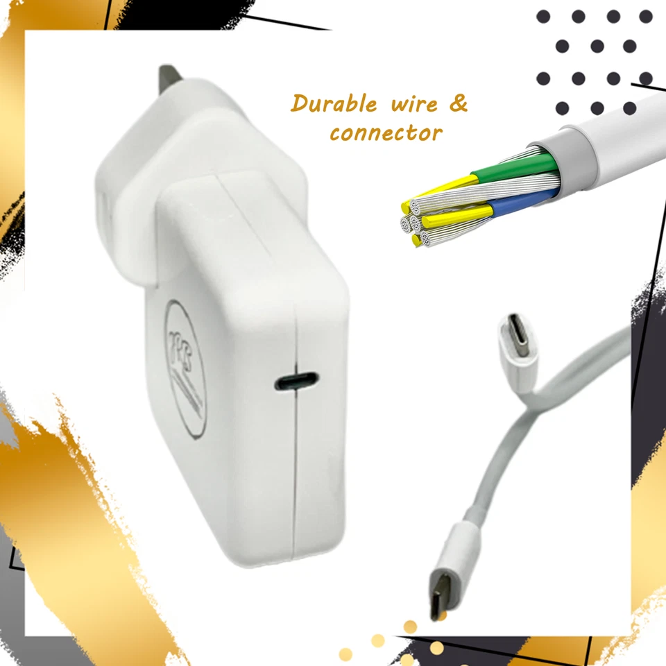 Macbook Type C UK 61w Charger for USB-C Charger with 2M cable included - Image 4 of 4