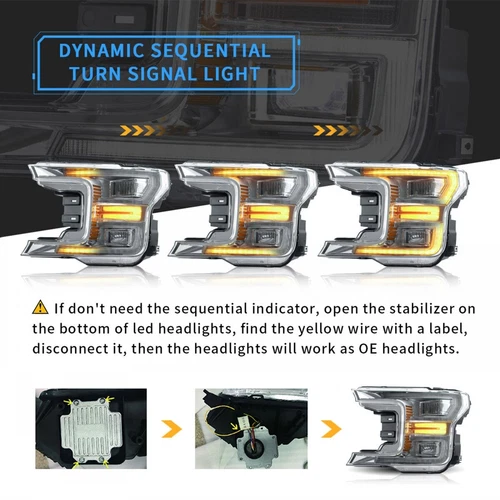 VLAND Full LED Headlights Assembly For 2018-2020 Ford F150 F-150 Front Lamps - Bild 7 von 22