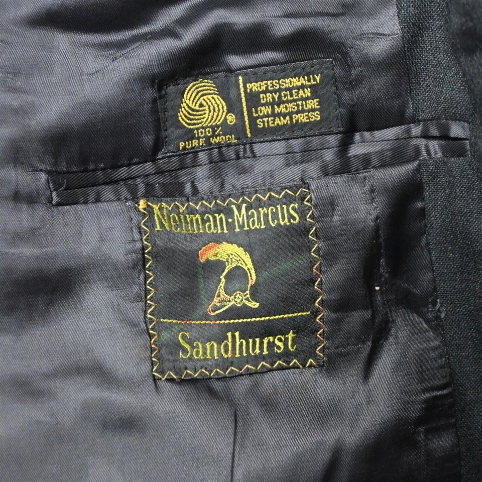 复古 Neiman Marcus 42R 灰色 100% 羊毛双排扣运动外套外套夹克 — 第 4/4 张图片