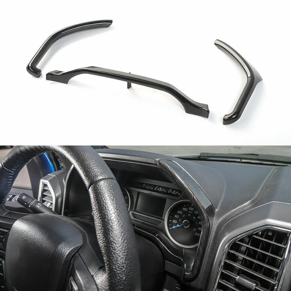 Kit de cubierta de tapicería de decoración interior de automóvil de grano de madera negro para Ford F150 2015-2017 Foto 2 de 4