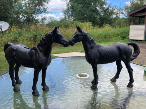 Estate Pair Large Cast Iron Horse Banks Doorstops- Beautiful Equestrian - Imagen 2 de 12