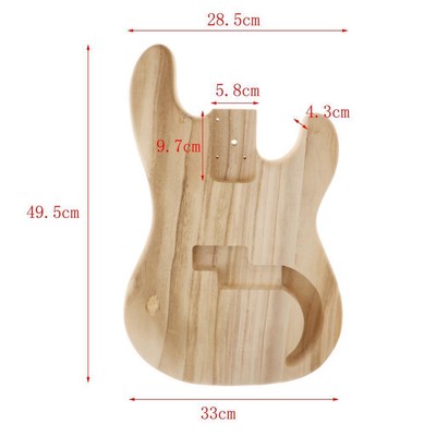 Bass Body Maple Wood DIY E Gitarre / Bass Ersatz Unfertiges DIY Zubehör