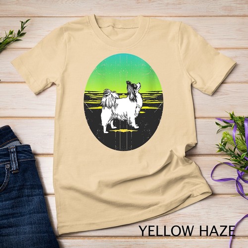 Camiseta para mujer Graphic 365 raza perro mariposa estilo puesta de sol retro unisex - Imagen 15 de 15