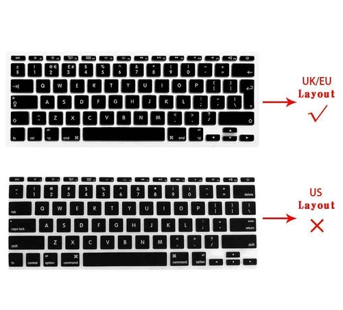 UK/EU Black Skin Keyboard Cover For Apple MacBook Air Pro 11'' 13'' 14' 15'' 16' - Picture 2 of 5