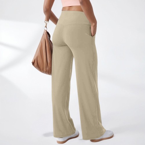 Women Summer Sports Pockets Casual Loose Pants Ladies High Waist Plain Trousers - Picture 22 of 27