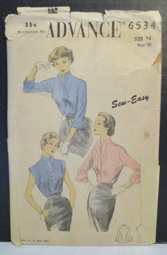 Advance Pattern 6534 Misses Cardigan Bluse Gr. 14 Brustumfang 32" Schnitt 3/4 & Flügelärmel