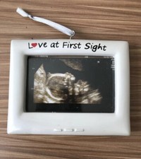 LOVE AT FIRST SIGHT SONOGRAM PHOTO FRAME CHRISTMAS ORNAMENT NEW.