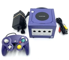 Nintendo GameCube Indigo Purple GC Console US Region+Controllers+Wires Bundle