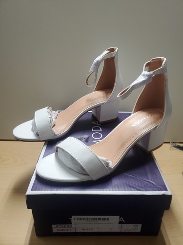 Top Moda Darcie 1 Women's Single Band Low Block Heel Dress Sandals White Size 6 - Picture 2 of 7