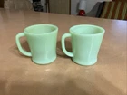 2 Vintage   Anchor Hocking Fire King  Jadeite D Handle Mugs “EXCELLENT”