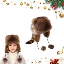 Winter Cute Raccoon Plush Hats Unisex Winter Warm Cap Thermal Plush Earflap Hat