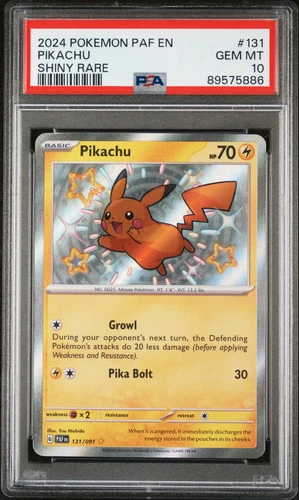 2024 Pokemon Paf EN-Paldean Fates Pikachu Shiny Rare PSA 10 #131 Gem Mint
