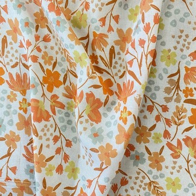 *SALE* DIGITAL RAMI LEINEN UND BAUMWOLLE - ORANGE UND ENTENEI FLORAL