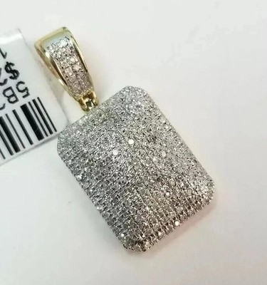 2.2Ct Round Cut Real Moissanite Dog Tag Pendant 14K Yellow Gold Plated