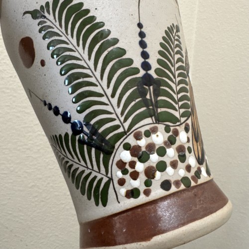 Tonala Vase Signed Mateos Mexican Folk Art Pottery Bird Blue Gray Butterfly 9” - Picture 3 of 18