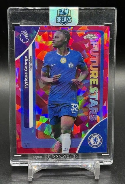 Tyrique George 2026 Topps Chrome EPL Sapphire Future Star 1/1 Padparadscha