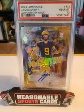 2024 Luminance Football JJ McCarthy Autograph GOLD /75 PSA 10 - Vikings/Michigan