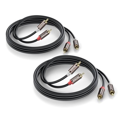 RCA Cables 2 Pack[Hi-Fi Sound, PVC Jacket, Shielded], 2-Male to 2-Male RCA Au