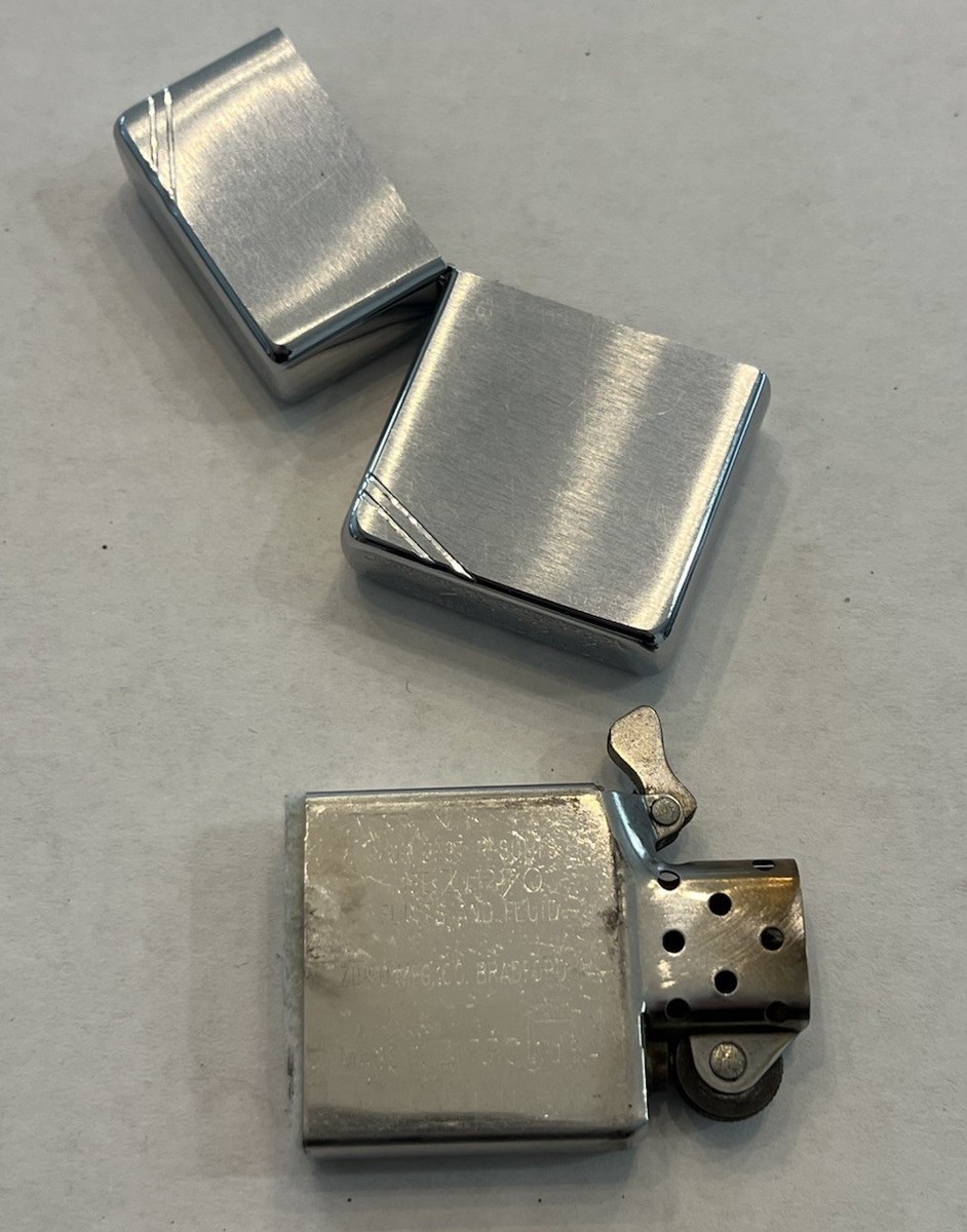 VINTAGE ZIPPO LIGHTER PAT 2032695 RELICA SLASHES BRUSHED CHROME | eBay