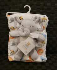 Stylish Baby Plush Elephant Lovey Toy Fleece Animal Face Blanket Set Lion Koala