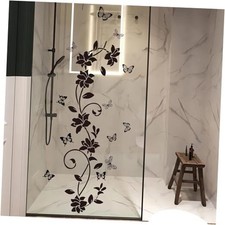Black Flower Vine Butterfly Wall Stickers, Simplicity Floral Art Wall Decals