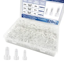 620PCS Closed End Wire Crimp Connectors 22-16,16-14,12-10AWG Nylon Wire Caps Ele