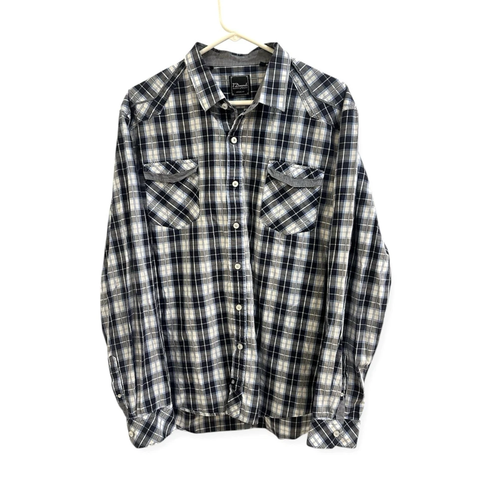 Camisa 7 Diamonds Para Hombre XXL A Cuadros Manga Larga Botón Foto 2 de 4