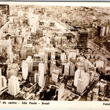 c1950s Sao Paulo, Brazil RPPC Downtown Aerial Commercial District Skyscrapers A8