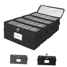 4 Pack Fabric CD Storage Box with Clear PVC Lid, Holds 35 Standard-4 Pack Black