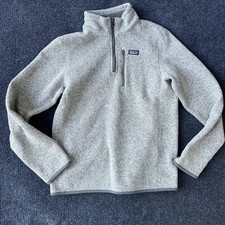 Patagonia Fleece Pullover Youth XXL Heather Gray 1/4 Zip Better Sweater Pocket