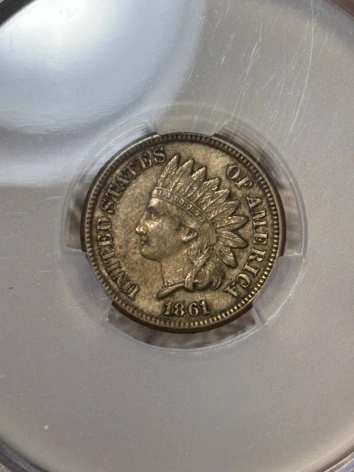 1861 CACG XF45 Indian Head Cent 1c, Key Date Copper Nickel, Perfect Circ, PQ CAC - Image 2 of 4