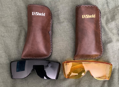 VINTAGE UV SHIELD GLASSES YELLOW & BLACK GLASSES WITH CASES