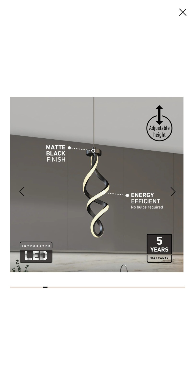 Artika Mini Swirl LED Pendant Light Fixture Dimmable Adjustable PDT1-SWR