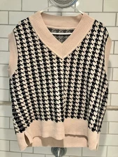 Knit Oversized Slouchy Houndstooth BILLIE VEST . MED New No Tags. BEST ship rate