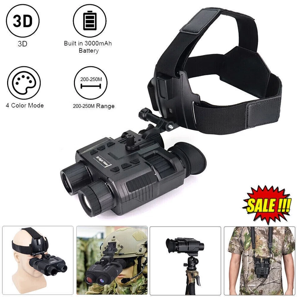 3D 1080P Night Vision Binoculars Goggles Head Mount Infrared Night Vision NV8000 - Image 2 of 4