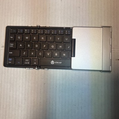 iClever IC-BK03 Black Silver Portable Rechargeable Tri Folding Wireless Keyboard