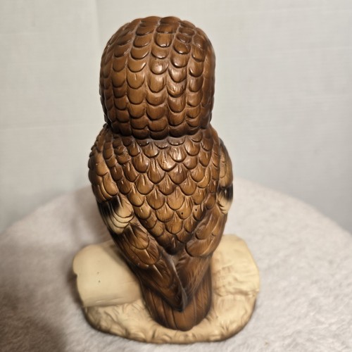 Owl Figurine Ceramic Perched On A Log - Picture 2 of 8