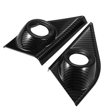 X AUTOHAUX Carbon Fiber Pattern Front Door Window a Pillar Speaker Decoration