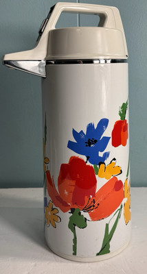 Vintage Everest Vacuum Air Pot Thermos Floral 1970s, Coffee Hot Water tea