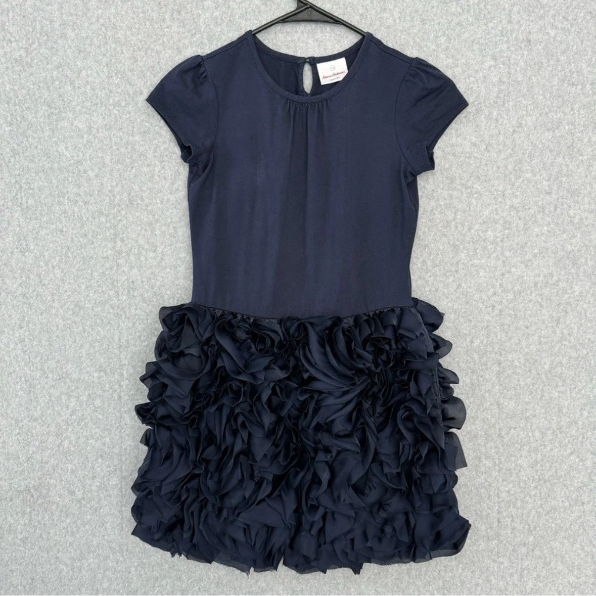 Hanna Andersson Girls Dress Size 8 / 130 Blue Floral Rosette Formal Party READ