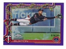 2025 Topps Holiday CHROME REFRACTOR PURPLE BRYON BUXTON 19/299 TWINS