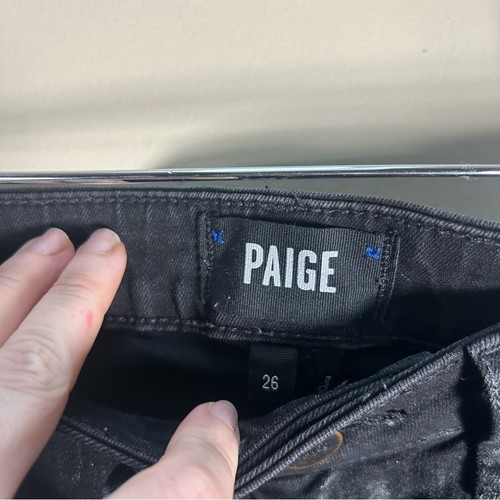 Paige Claudine Kick Flare Black Fog Luxe Coating Jeans Size 26 - Picture 4 of 10