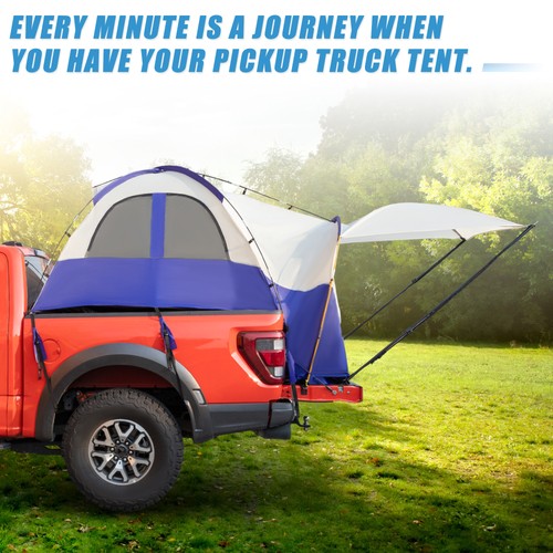 1 Set Truck Bed Tent Waterproof 6.4- 6.7ft Truck Tent fit for Camping Beige Blue - Picture 6 of 8