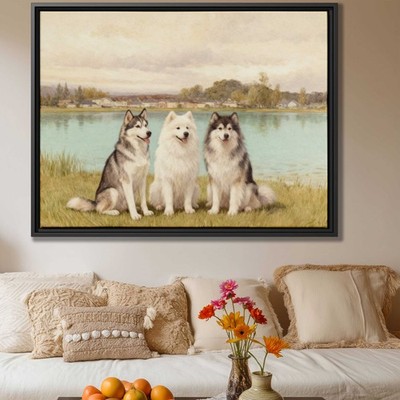 Siberian Husky Canvas Print Woodland Dog Artwork for Living Room Decor