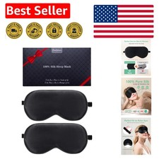 2 Pack 100 Real Mulberry Silk Sleep Masks - Adjustable  Lightweight Comfort